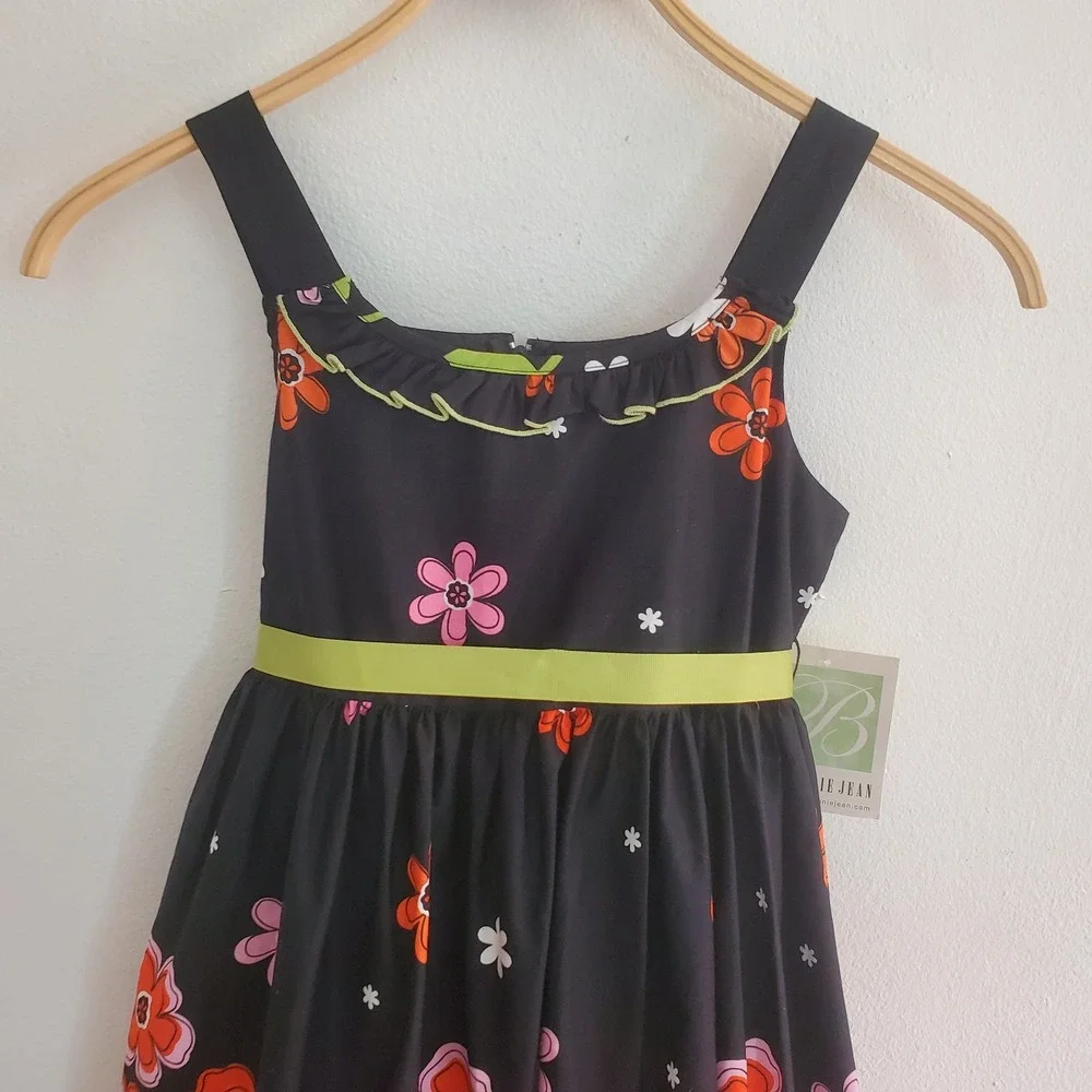 Bonnie Jean Empire Waist‎ Floral Fit Flare Dress Girls 10 Ribbon Sash NEW Party